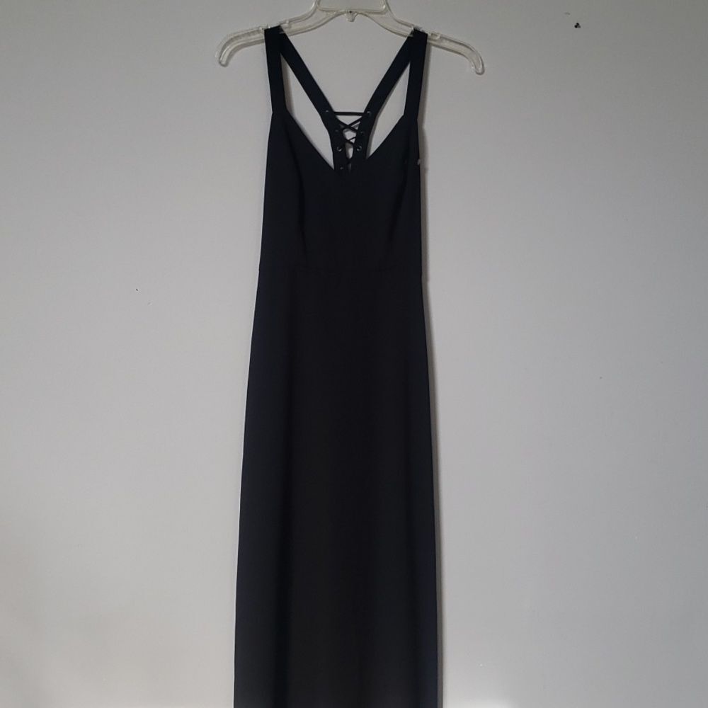 Forever 21 Dress Women's Small Corset Tie Black Gown A line Whimsygoth Witchy